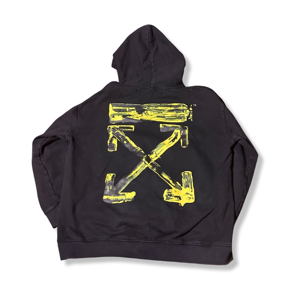 Off-White Acrylic Arrows Hoodie in Black Yellow Size Large
